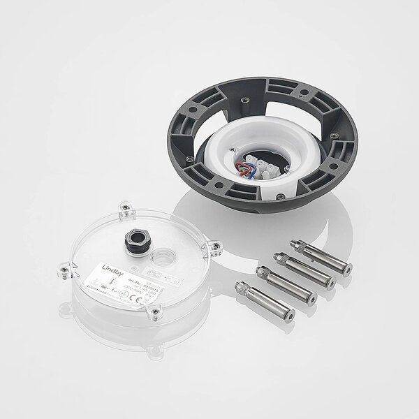 Lindby Huban LED padlósugárzó, 15 cm, 4 lámpás, antracit, Fekete, Alumínium, Modern