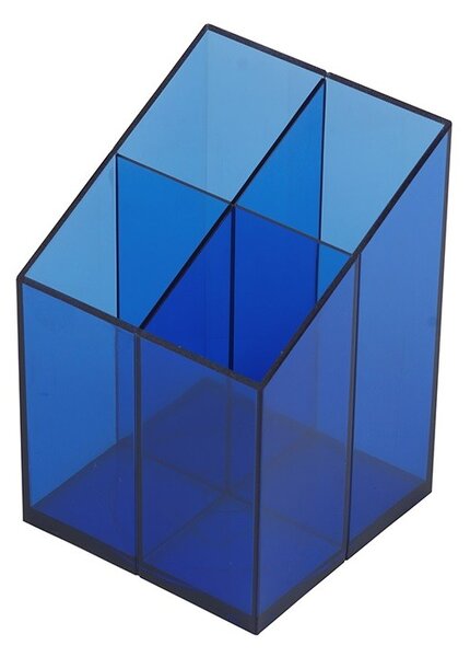 Írószertartó 4 rekeszes négyszögletű műanyag, Bluering® transzparens kék