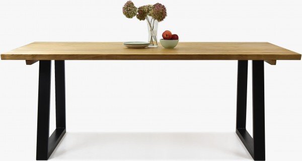 Luxus tömörfa étkezőasztal - fekete fém lábak Torino 180 x 90 cm