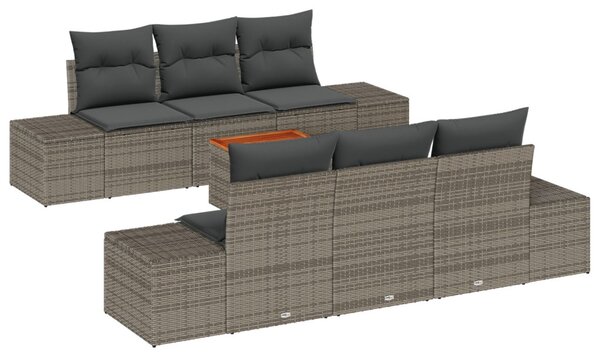 Kerti Kanapé Szett párnával 7 pcs Szürke polirattan