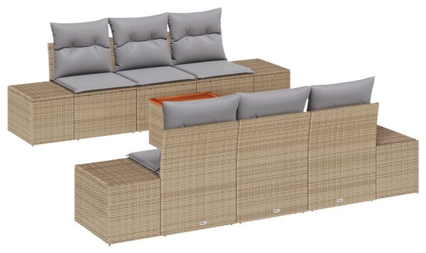 Kerti Kanapé Szett párnával 7 pcs Bézs polirattan