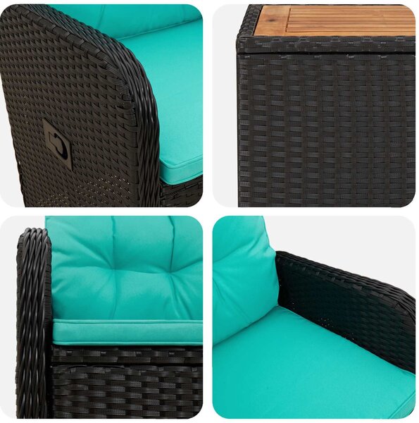 VidaXL Kerti lounge szett 2 db PE rattan és porbevonatos acél