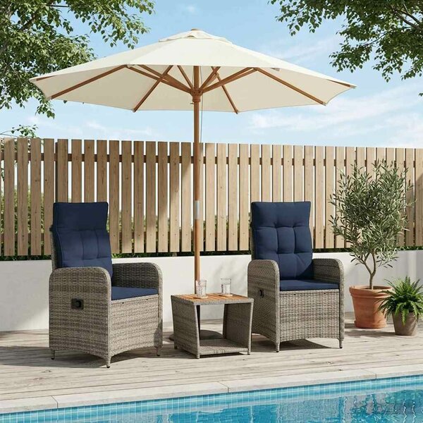VidaXL Kerti lounge szett 3 db PE rattan és porbevonatos acél