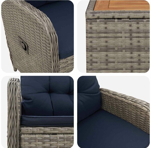 VidaXL Kerti lounge szett 3 db PE rattan és porbevonatos acél