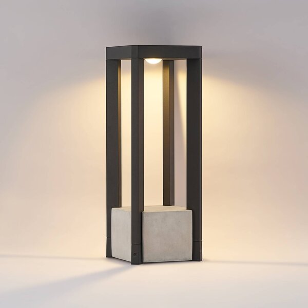 Lucande Kalisa LED alaplámpa, IP65, 42 cm, szürke, fém, Alu / szürke / cink, Alumínium, Modern