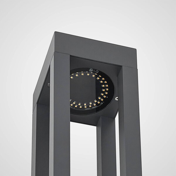 Arcchio LED-es oszloplámpa Lienna, 90 cm, szürke, fém, IP65, Alu / szürke / cink, Alumínium, Modern