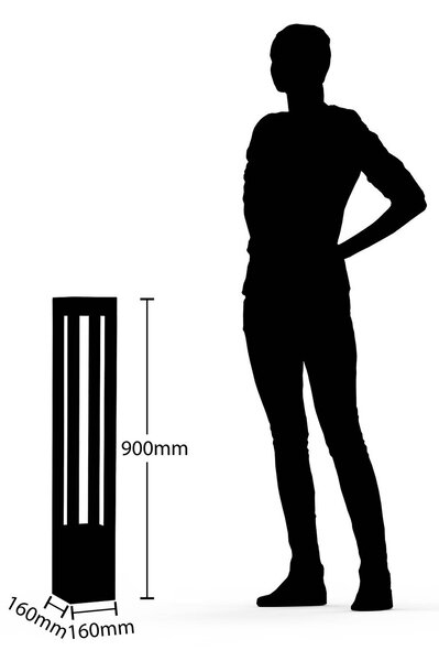 Arcchio LED-es oszloplámpa Lienna, 90 cm, szürke, fém, IP65, Alu / szürke / cink, Alumínium, Modern