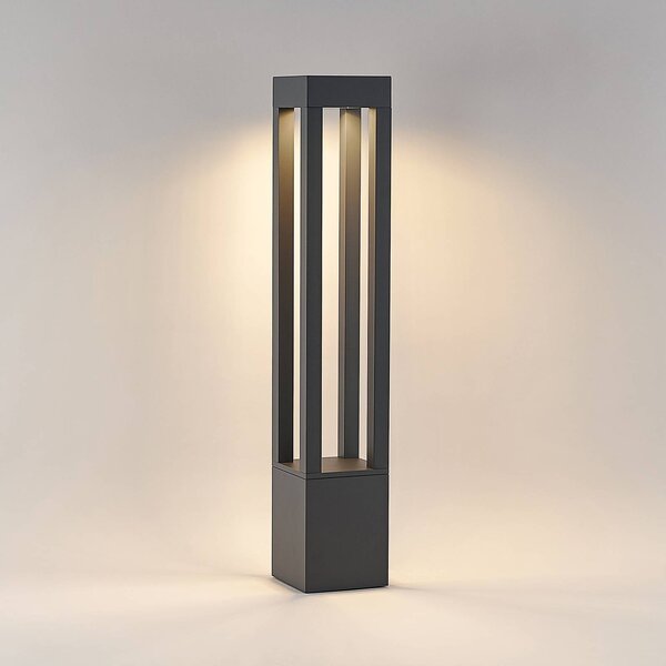 Arcchio LED-es oszloplámpa Lienna, 90 cm, szürke, fém, IP65, Alu / szürke / cink, Alumínium, Modern