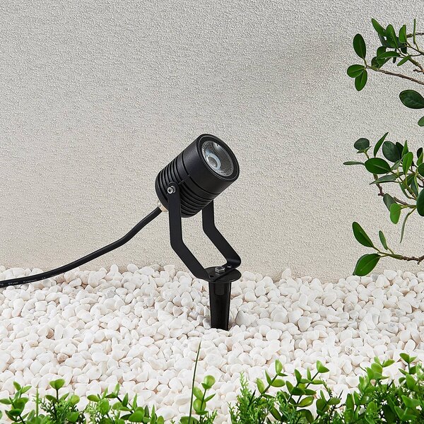 Lindby LED kültéri spot Maris földtüskével, IP65, fekete, Fekete, fém, Modern