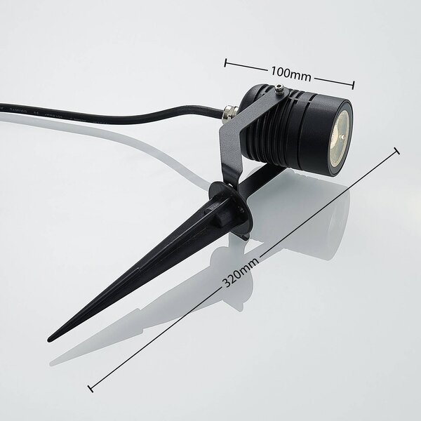 Lindby LED kültéri spot Maris földtüskével, IP65, fekete, Fekete, fém, Modern