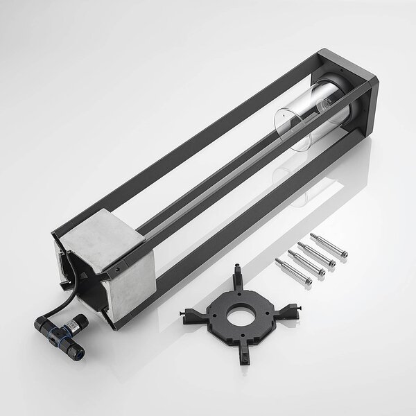 Lucande Kalisa ösvényvilágítás, E27, IP44, 70 cm, szürke, fém, dimmelhető, Alu / szürke / cink, Alumínium, Modern