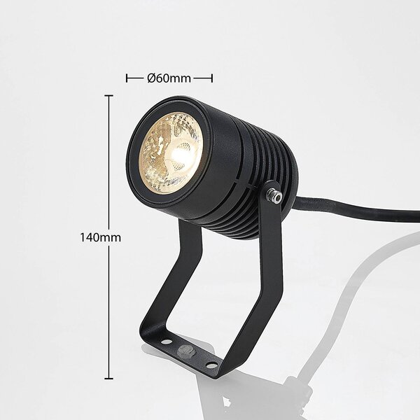 Lindby LED kültéri spot Maris földtüskével, IP65, fekete, Fekete, fém, Modern