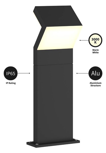 Arcchio LED állványlámpa Havin, antracit, fém, 60cm, Fekete, Alumínium, Modern