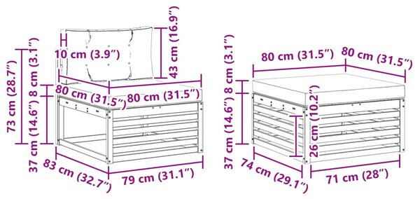 VidaXL Ülőgarnitúrák 6 pcs Természetes és krémszínű Tömör Akácfa
