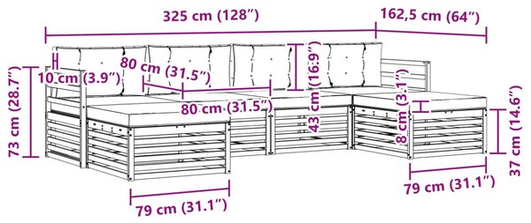 VidaXL Ülőgarnitúrák 6 pcs Természetes és krémszínű Tömör Akácfa