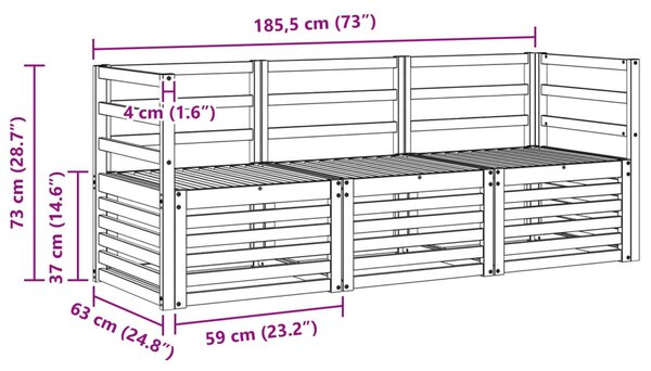 VidaXL Ülőgarnitúrák 3 pcs Természetes Tömör Akácfa
