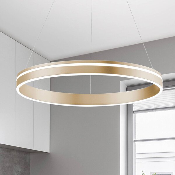Q-Smart-Home Paul Neuhaus Q-VITO LED függő lámpa, 1 gyűrű, dimmelhető, Sárgaréz / arany, Nappali / Étkező, fém, Modern