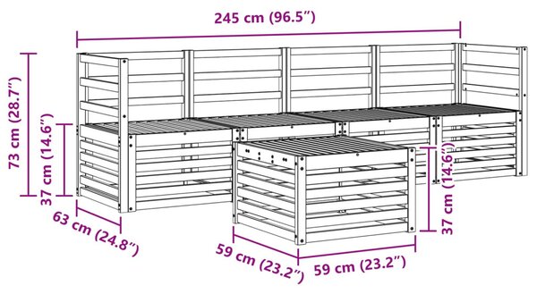 VidaXL Ülőgarnitúrák 5 pcs Természetes Tömör Akácfa