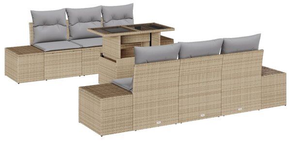 Kerti Kanapé Szett párnával 7 pcs Beige és Világosszürke