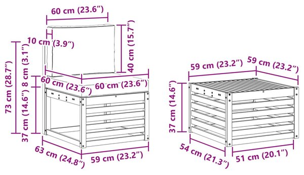 VidaXL Ülőgarnitúrák párnával 8 pcs Tömör Akácfa