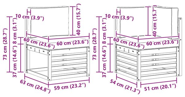 VidaXL Ülőgarnitúrák 4 pcs Természetes és antracit Tömör Akácfa