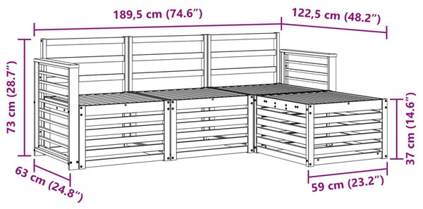 VidaXL Ülőgarnitúrák 4 pcs Természetes Tömör Akácfa