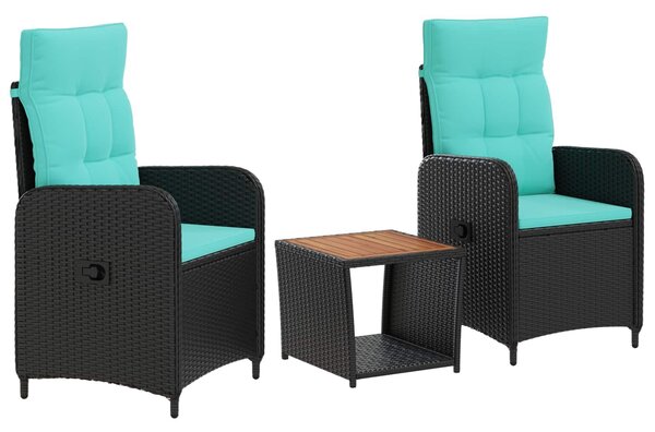 VidaXL Kerti lounge szett 3 db PE rattan és porbevonatos acél