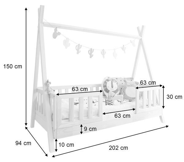 TIPI Duo leesésgátlós gyerekágy 90x190 - natúr