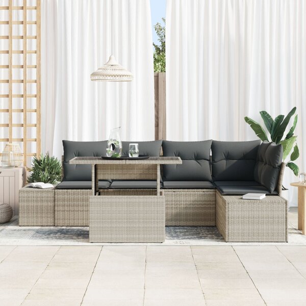 Kerti Kanapé Szett tárolóval 6 pcs Világosszürke Poli rattan
