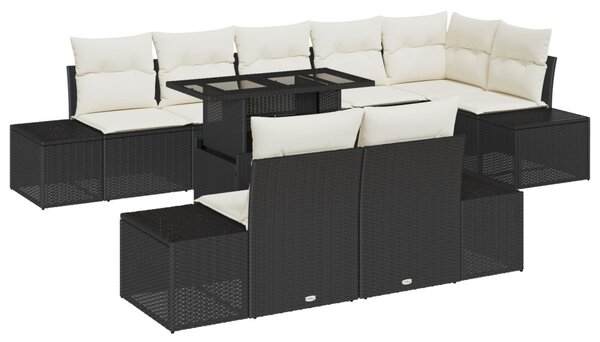 VidaXL Kerti Kanapé Szett párnával tárolóval 9 pcs Fekete és krémszínű