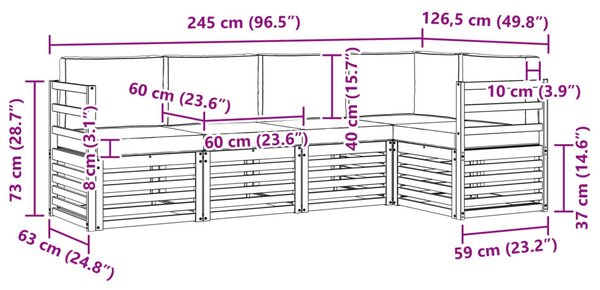 VidaXL Szegmentált kanapé szett párnával 5 pcs Természetes és antracit