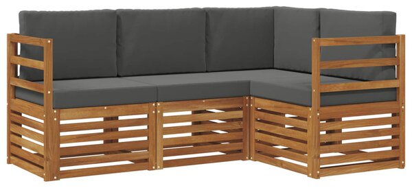 VidaXL Ülőgarnitúrák 4 pcs Természetes és antracit Tömör Akácfa