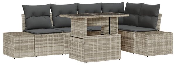 Kerti Kanapé Szett tárolóval 6 pcs Világosszürke Poli rattan