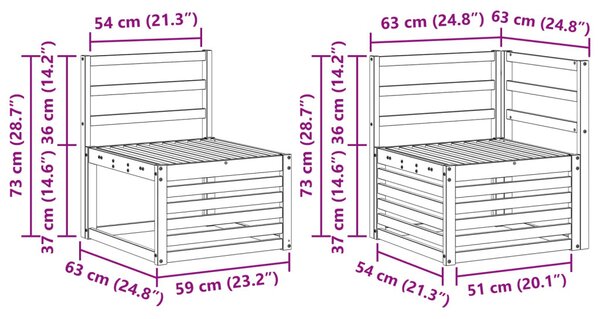 VidaXL Szegmentált kanapé szett 4 pcs Természetes Tömör Akácfa
