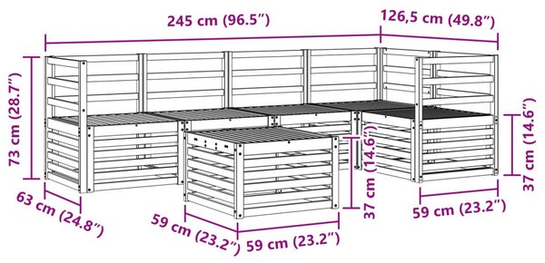 VidaXL Szegmentált kanapé szett 6 pcs Természetes Tömör Akácfa