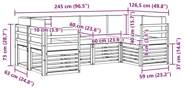 VidaXL Szegmentált kanapé szett 6 pcs Fehér és Antracitszürke