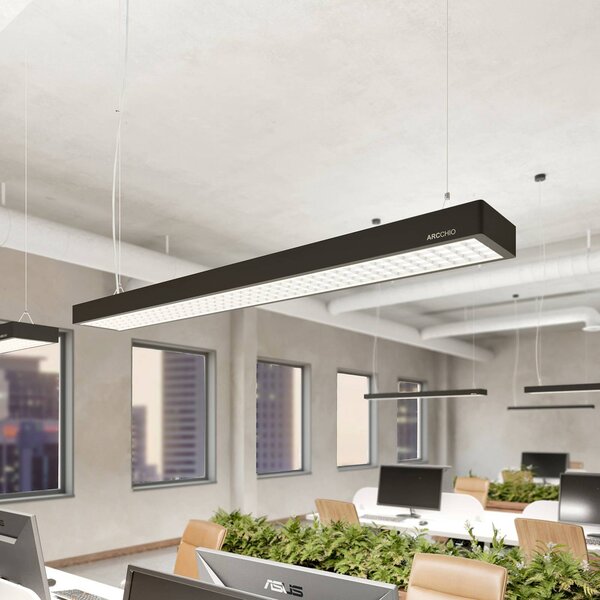 Arcchio Susi LED irodai függesztett lámpa, fekete, 120cm, 4000K, DALI, dimmelhető, Fekete, Dolgozószoba / Iroda, Alumínium, Modern
