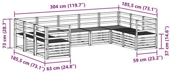 VidaXL Szegmentált kanapé szett 9 pcs Természetes