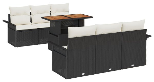 Kerti Kanapé Szett párnával 7 pcs Fekete és krémszínű