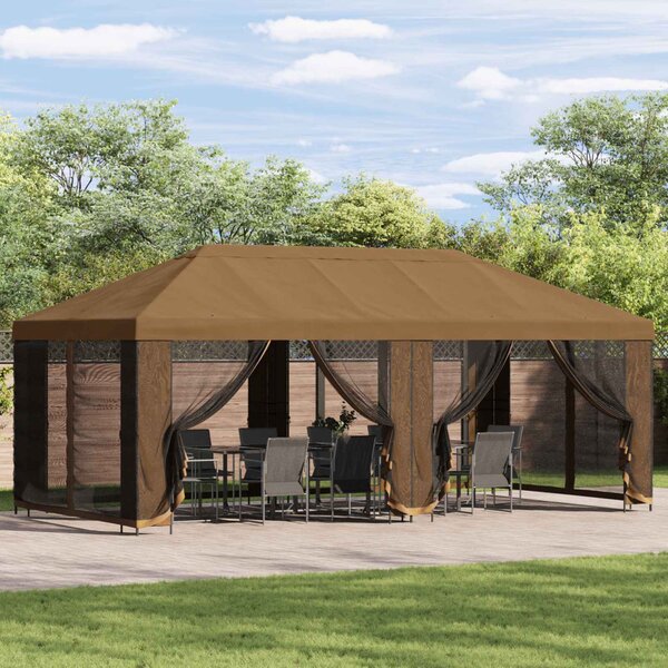 Kerti pavilon 6 x 3 m Bézs Poliészter és acél 190 gsm