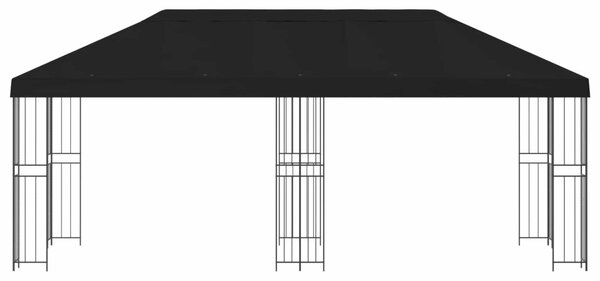 Kerti pavilon 6 x 3 m Fekete Poliészter és acél 190 gsm