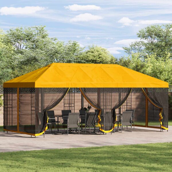 Kerti pavilon 6 x 3 m Sárga Poliészter és acél 190 gsm