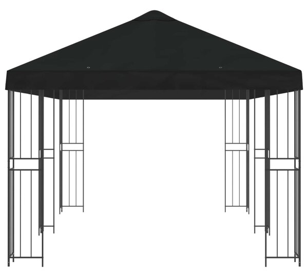 Kerti pavilon 6 x 3 m Fekete Poliészter és acél 190 gsm