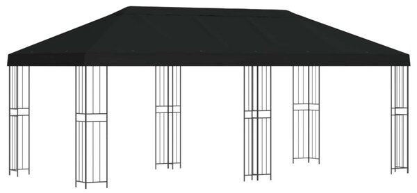Kerti pavilon 6 x 3 m Fekete Poliészter és acél 190 gsm
