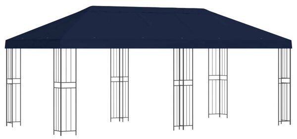 Kerti pavilon 6 x 3 m Kék Poliészter és acél 190 gsm