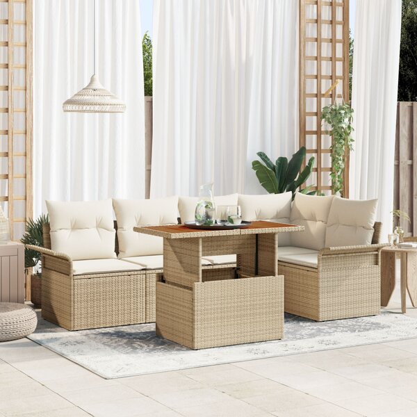 Kerti Kanapé Szett 6 db bézs és krémszínű