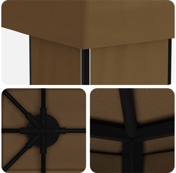 Kerti pavilon 6 x 3 m Tópszínű Poliészter és acél 190 gsm
