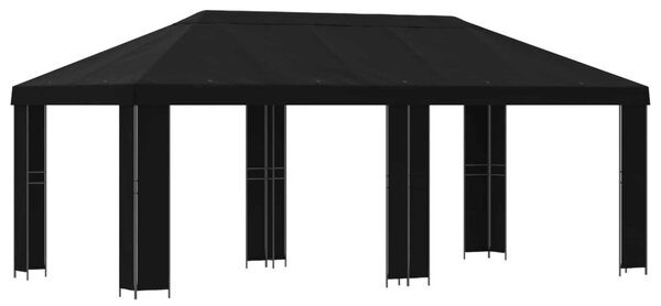 Kerti pavilon 6 x 3 m Fekete Poliészter és acél 190 gsm