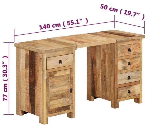 Tömör mangófa íróasztal 140 x 50 x 77 cm