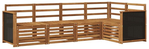 VidaXL Szegmentált kanapé szett 4 pcs Természetes Tömör Akácfa